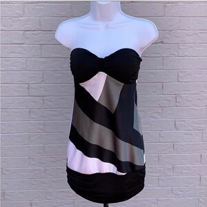 Strapless Mini Black and White Dress